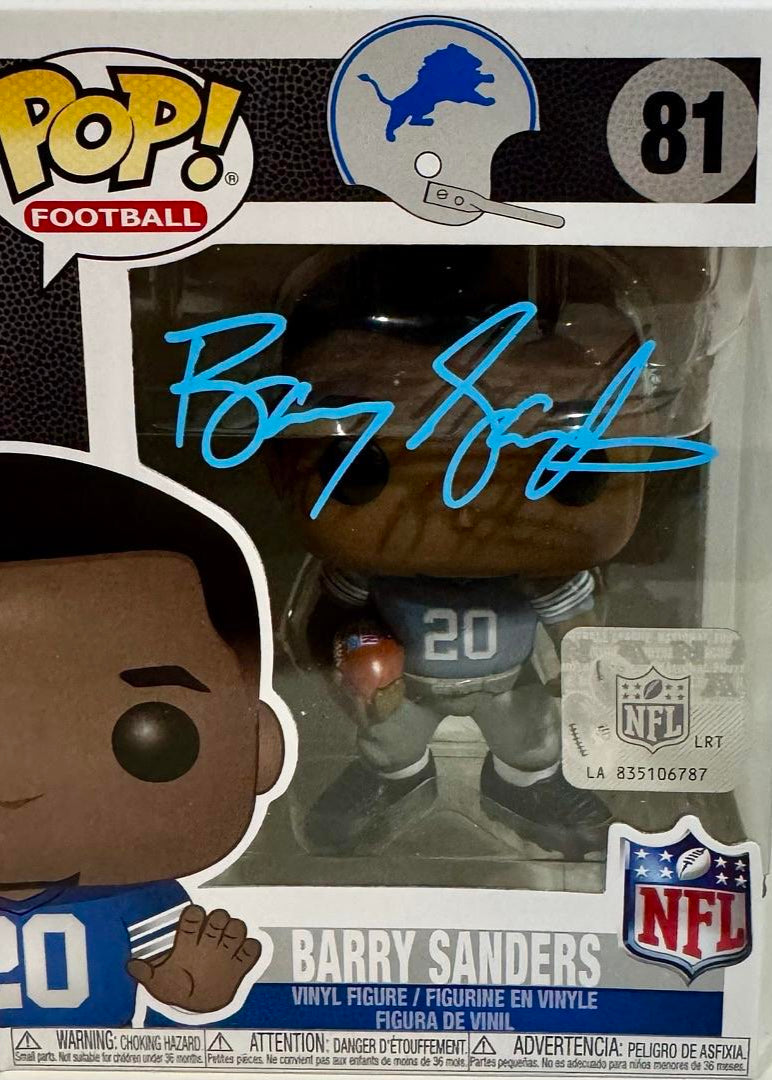 Barry Sanders Signed Funko Pop #81 Lions - Schwartz COA